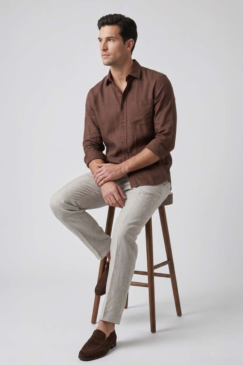 Men's Pure Linen Solid Shirt - extra image 2