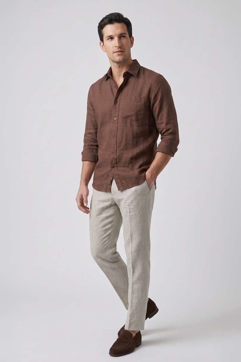Men's Pure Linen Solid Shirt - extra image 3