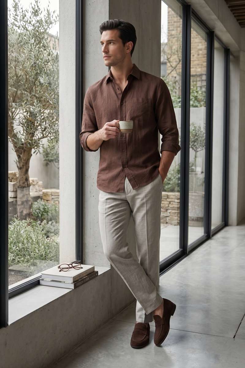 Men's Pure Linen Solid Shirt - extra image 4