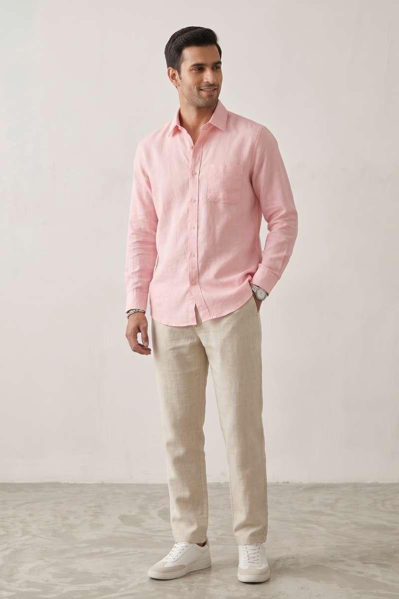 Men's Pure Linen Solid Shirt - extra image 2
