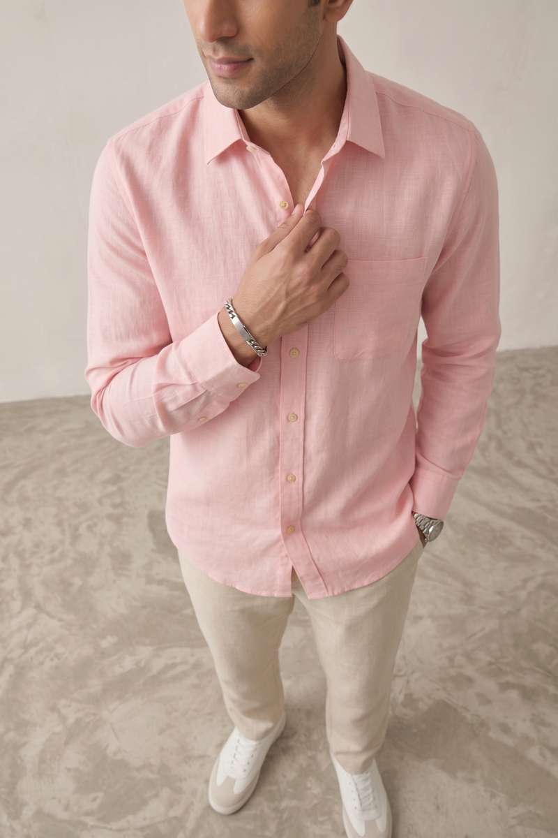 Men's Pure Linen Solid Shirt - extra image 3