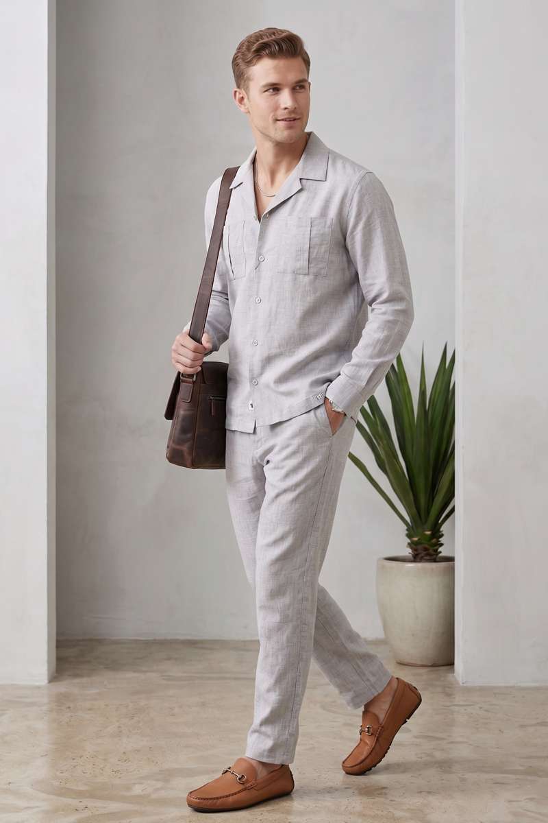 Men's Pure Linen Resort Collar Shirt - extra image 4