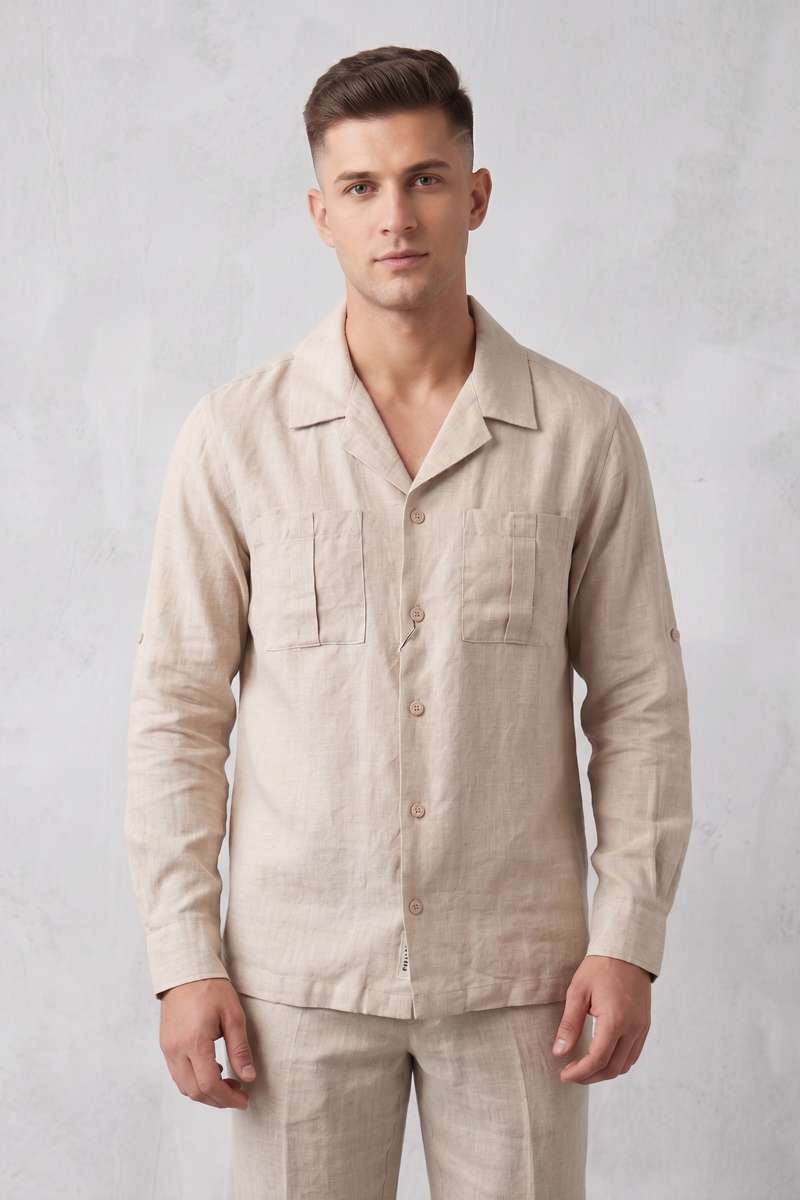 Men's Pure Linen Resort Collar Shirt - extra image 2