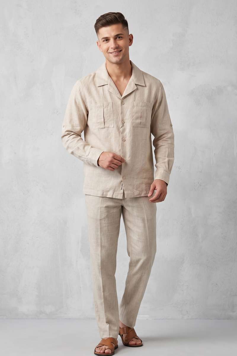 Men's Pure Linen Easy Pant - Beige