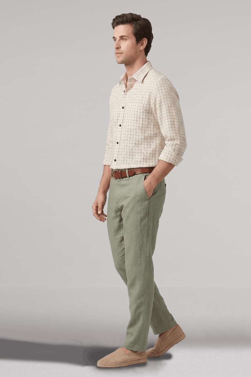 Men's Pure Linen Checks Shirt - extra image 3