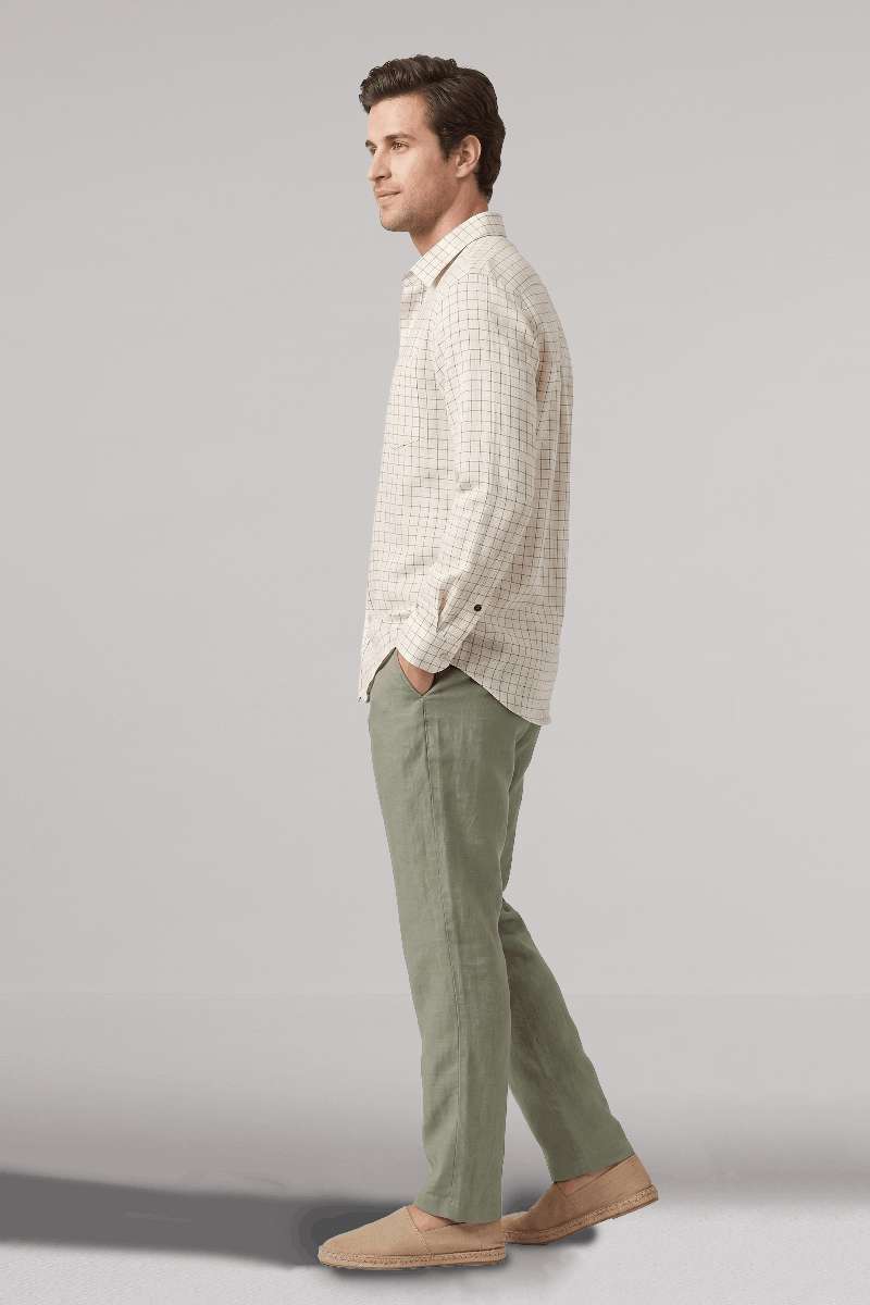 Men's Pure Linen Checks Shirt - extra image 5