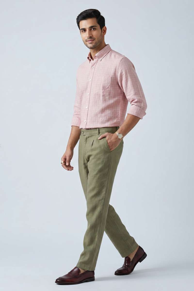 Men's Pure Linen Checks Shirt - extra image 3