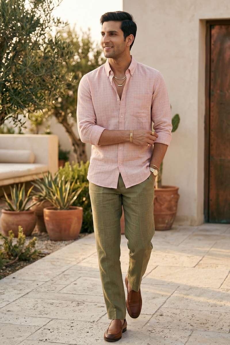 Men's Pure Linen Checks Shirt - extra image 4