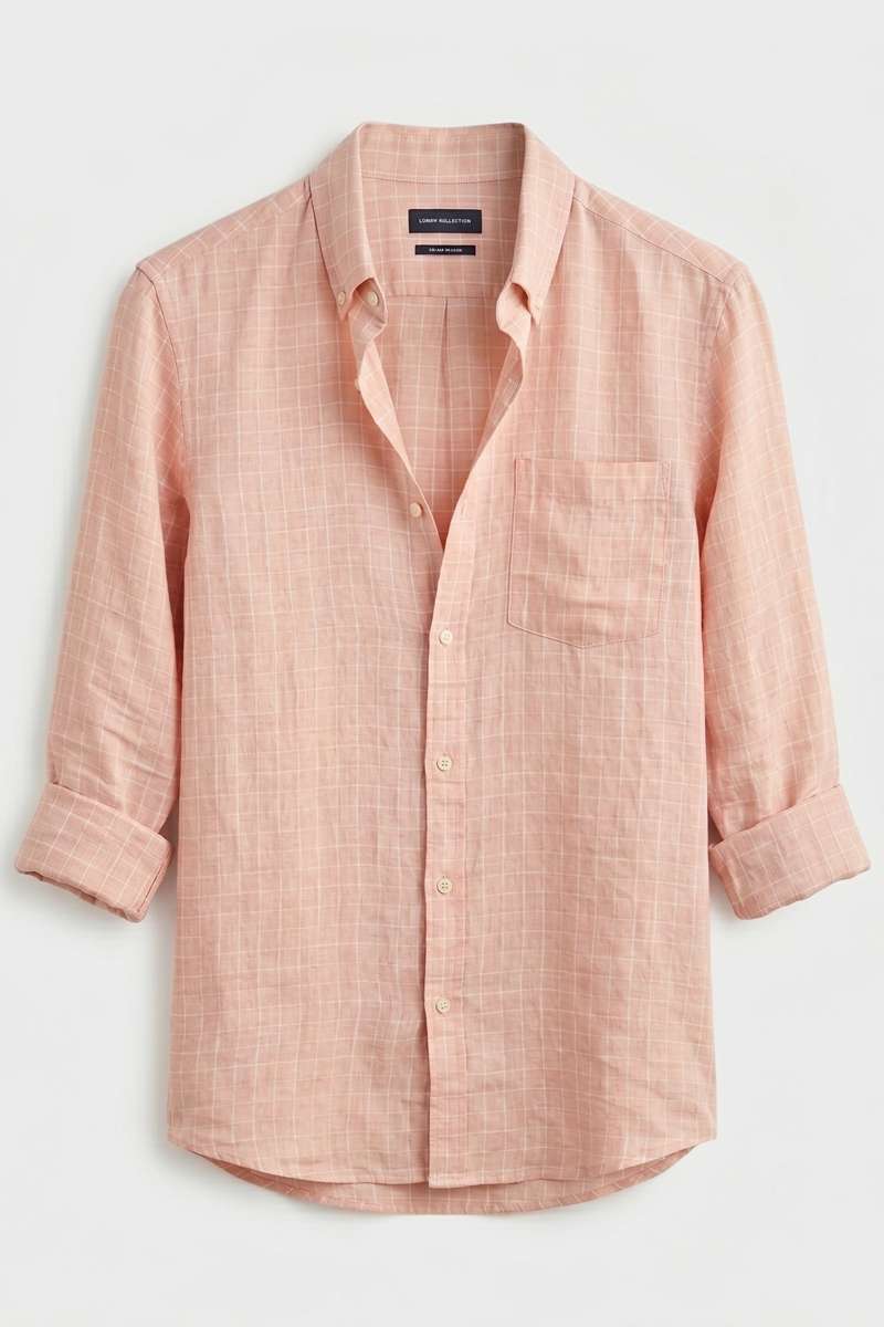 Men's Pure Linen Checks Shirt - extra image 5