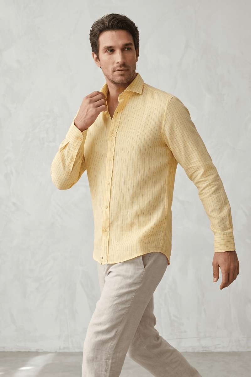 Men's Pure Linen Stripe Shirt - extra image 3