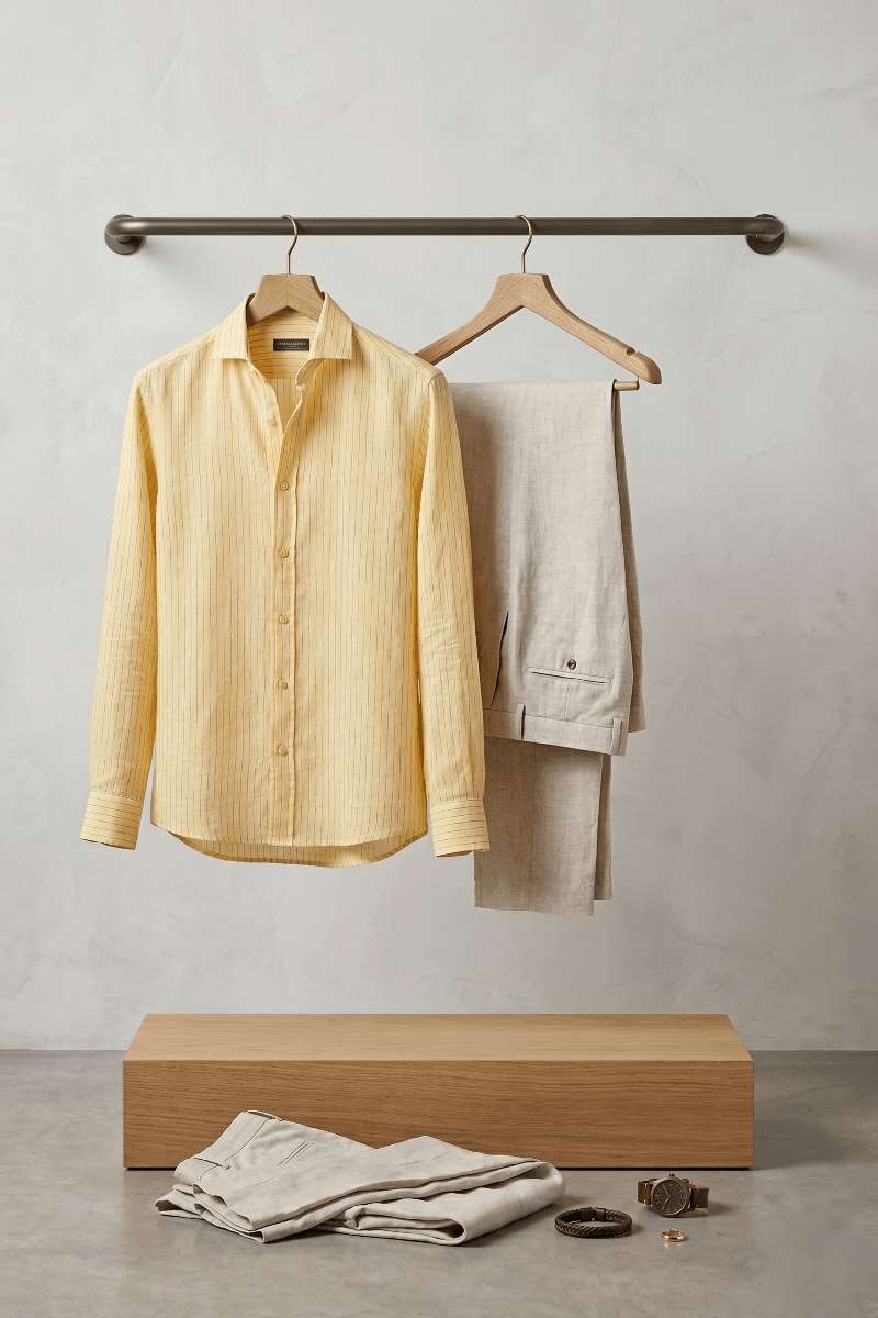 Men's Pure Linen Stripe Shirt - extra image 4