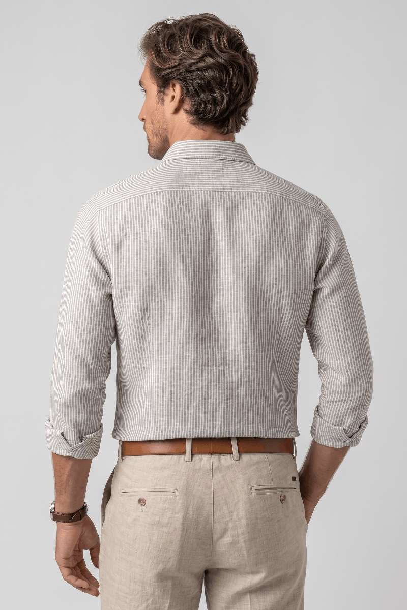 Men's Pure Linen Stripe Shirt - extra image 4