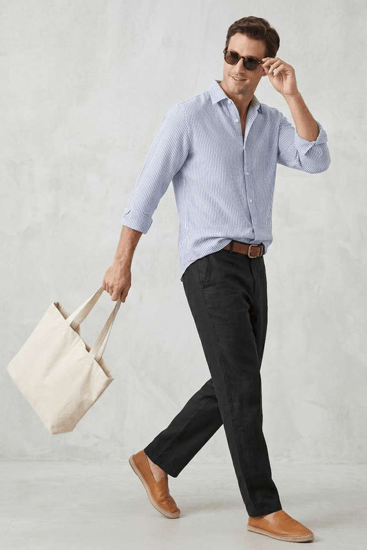 Men's Pure Linen Stripe Shirt - extra image 2