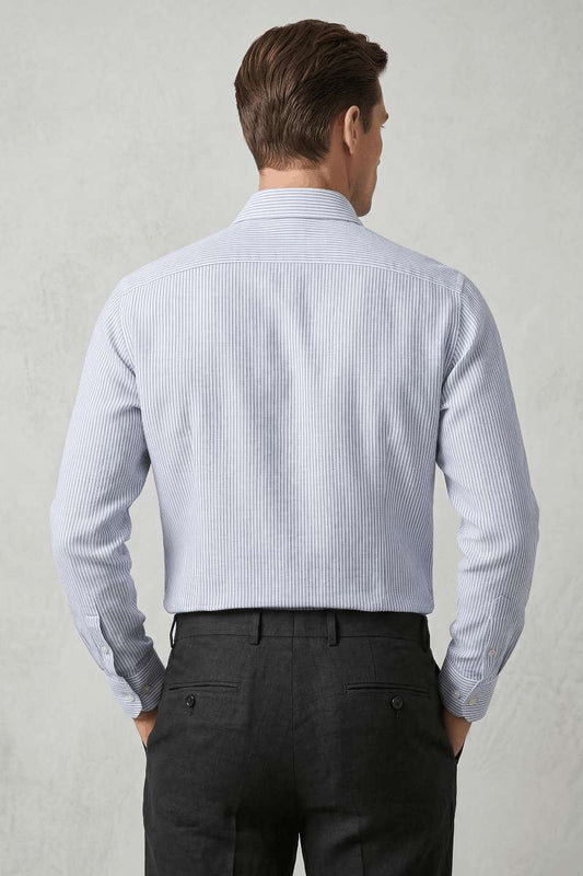Men's Pure Linen Stripe Shirt - extra image 4