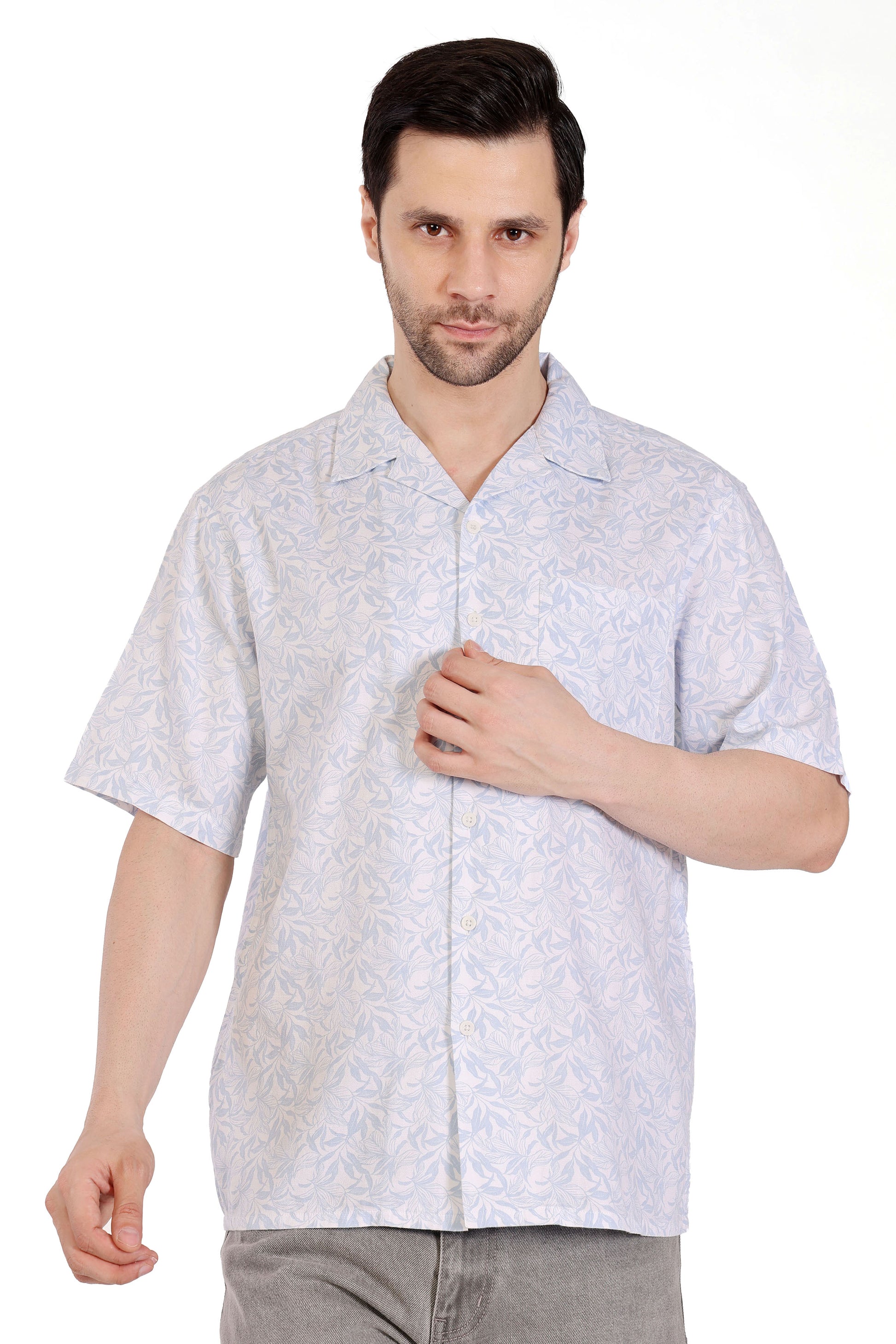 Mens Oversized Resort collar Shirt - Grey