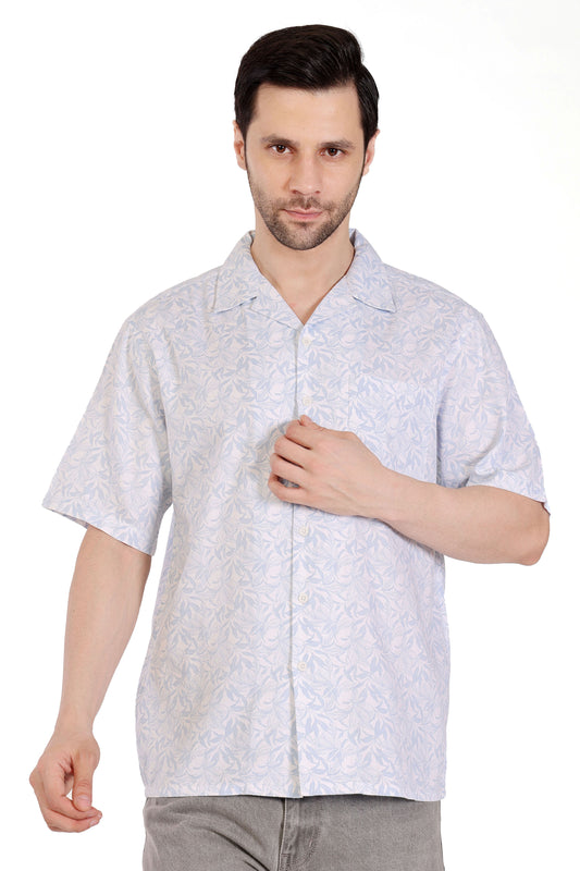 Mens Oversized Resort collar Shirt - Grey