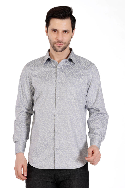 Mens Formal All over print Shirt - Grey