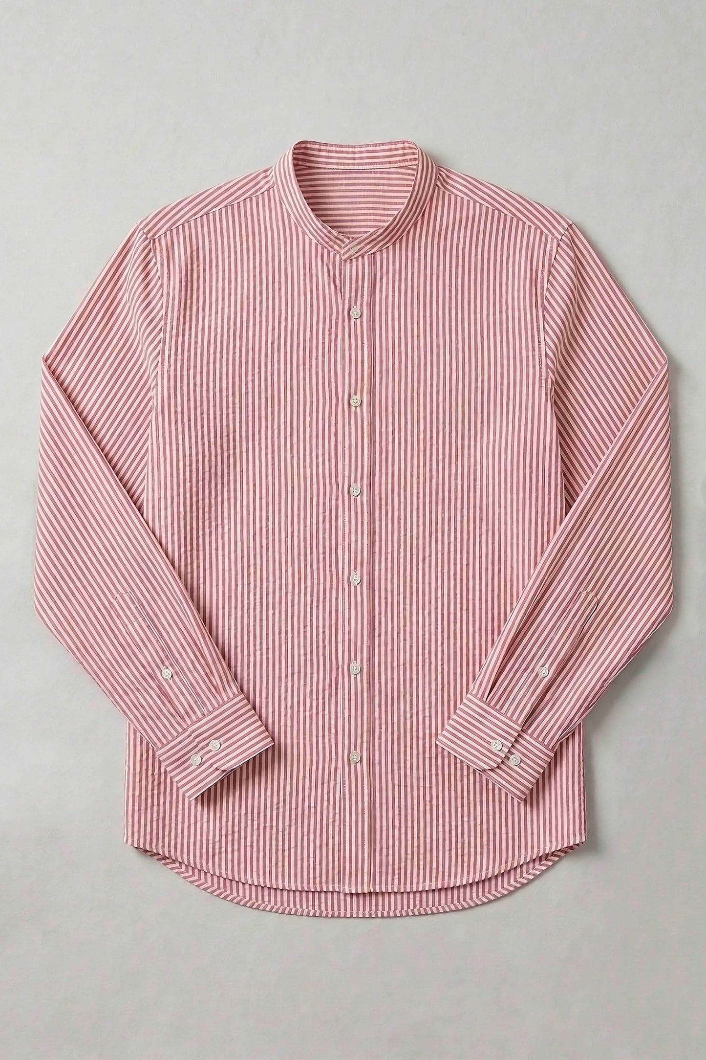Men'S Casual Red Seersucker Stripe Shirts