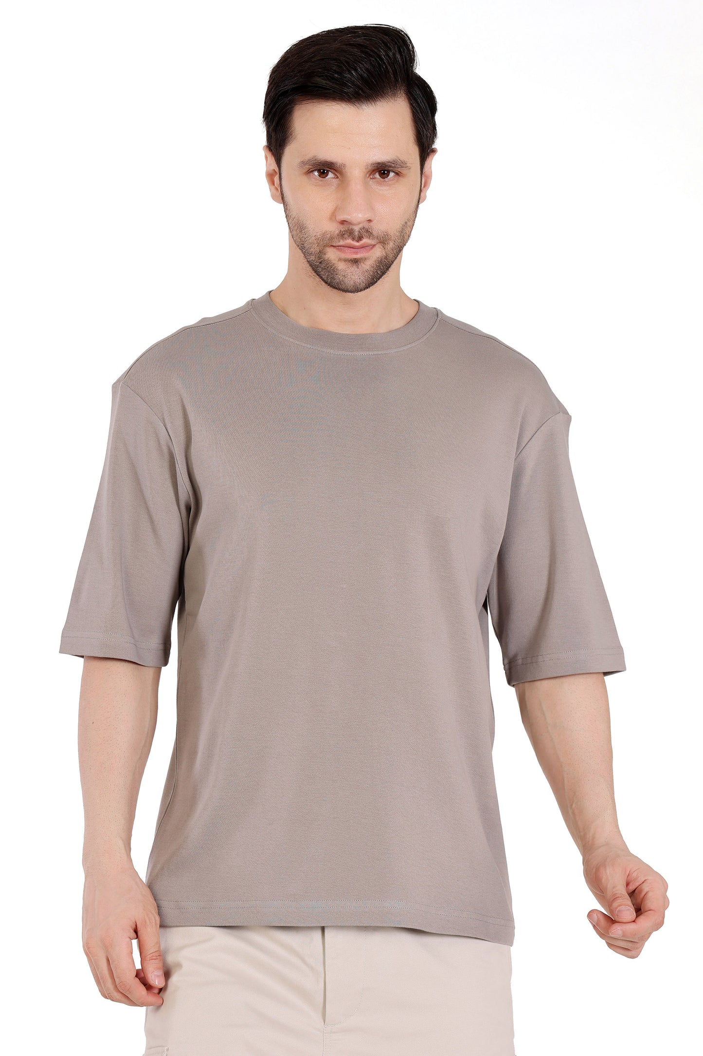 Mens Cotton Interlock Oversized Tshirt - Grey