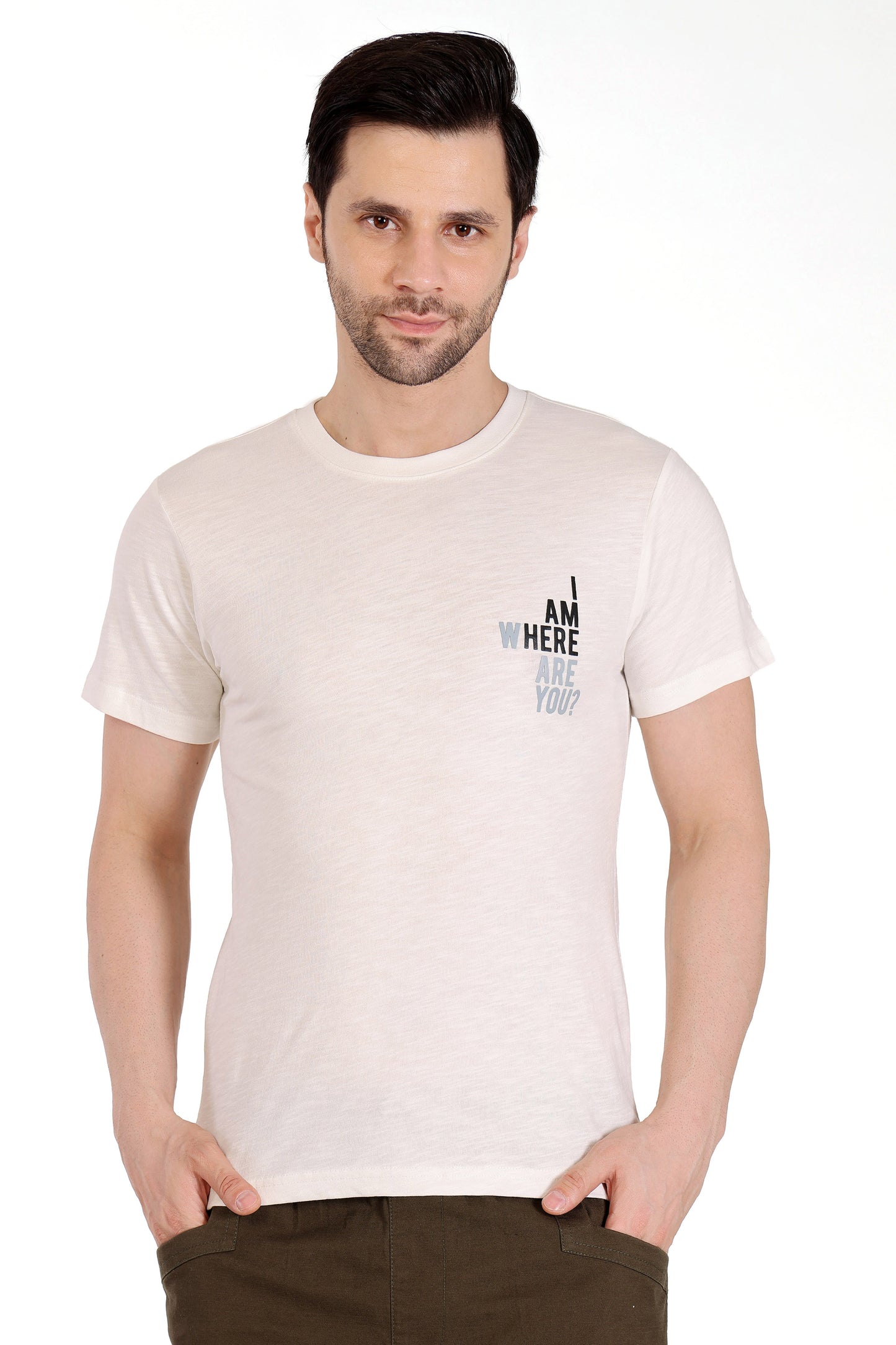 Mens Cotton Slub Graphic Tshirt - White