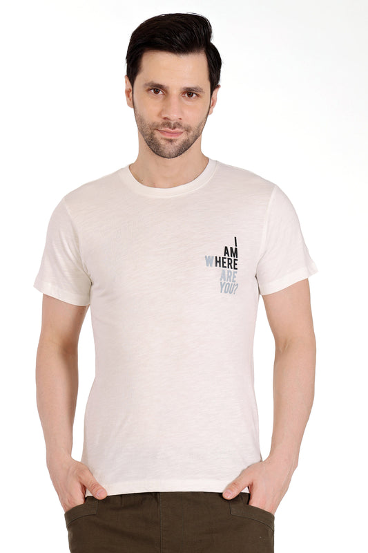 Mens Cotton Slub Graphic Tshirt - White