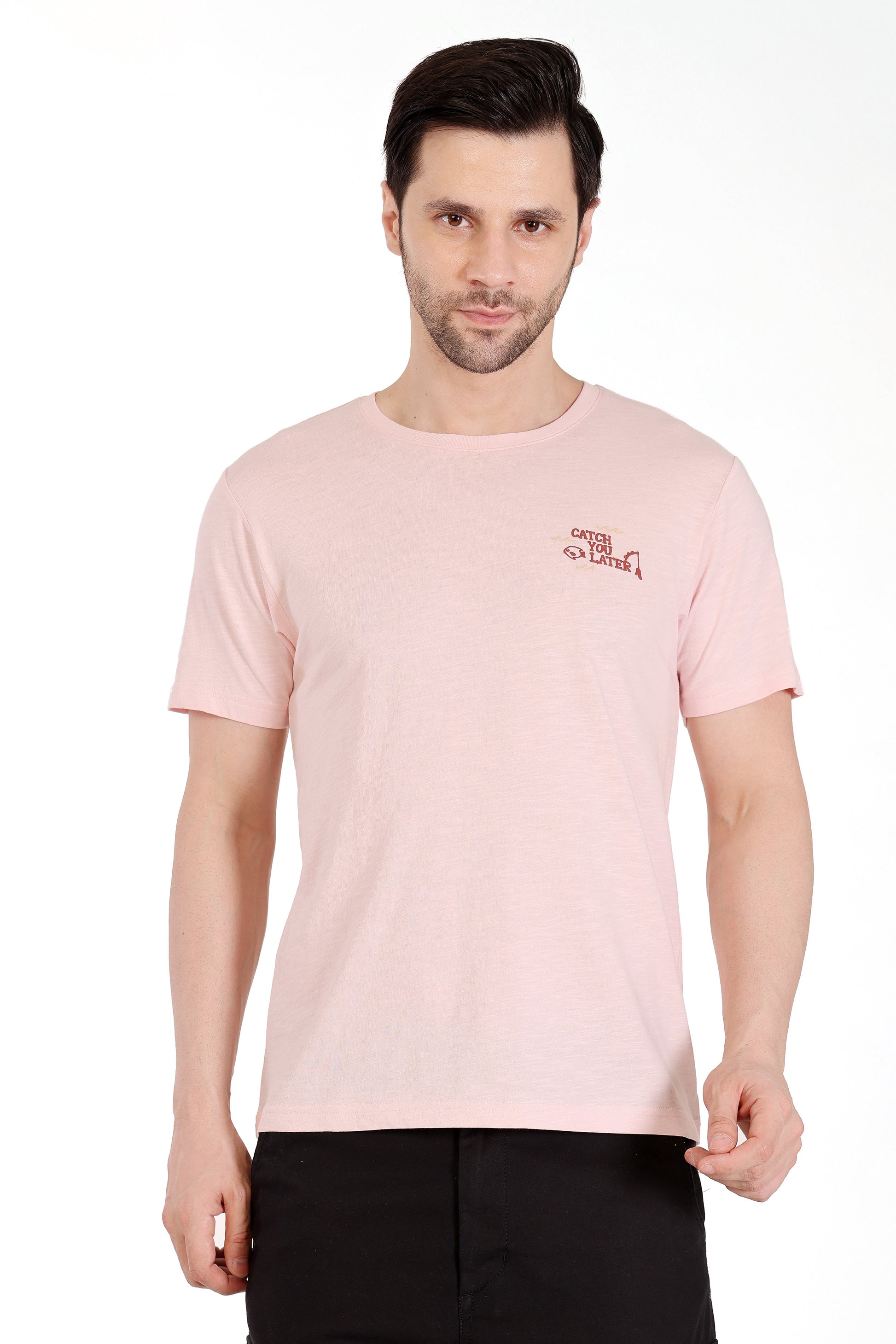 Mens Cotton Slub Graphic Tshirt - Lt. Pink