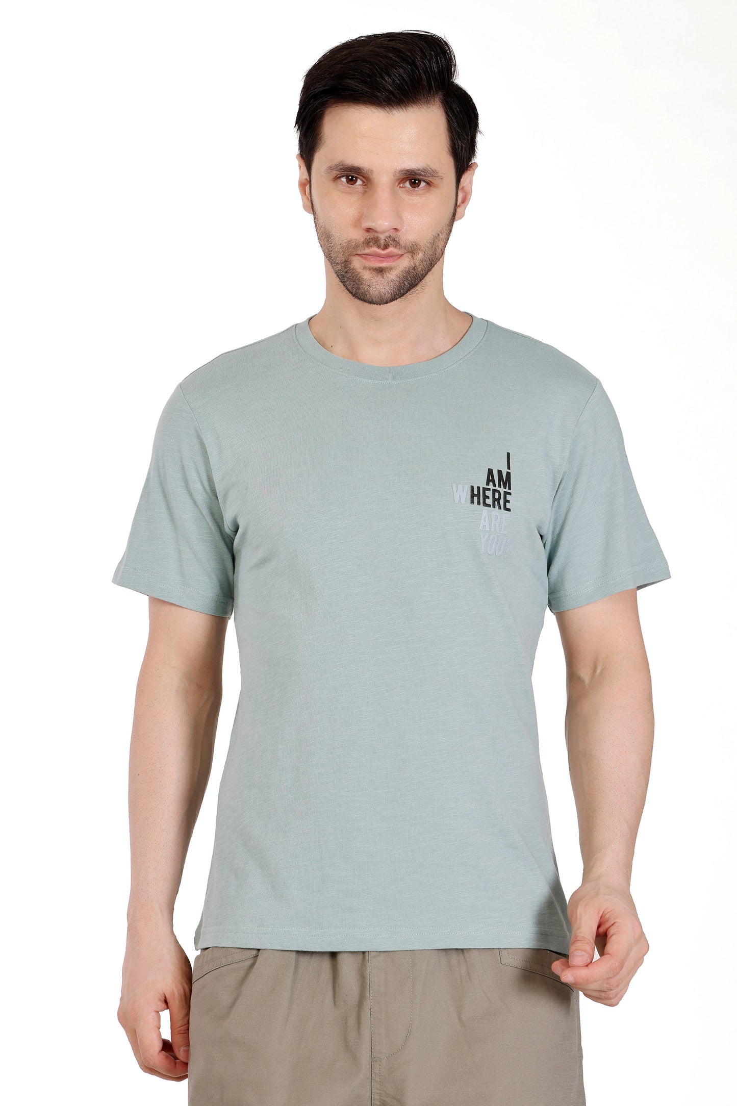 Mens Cotton Slub Graphic Tshirt - Aqua