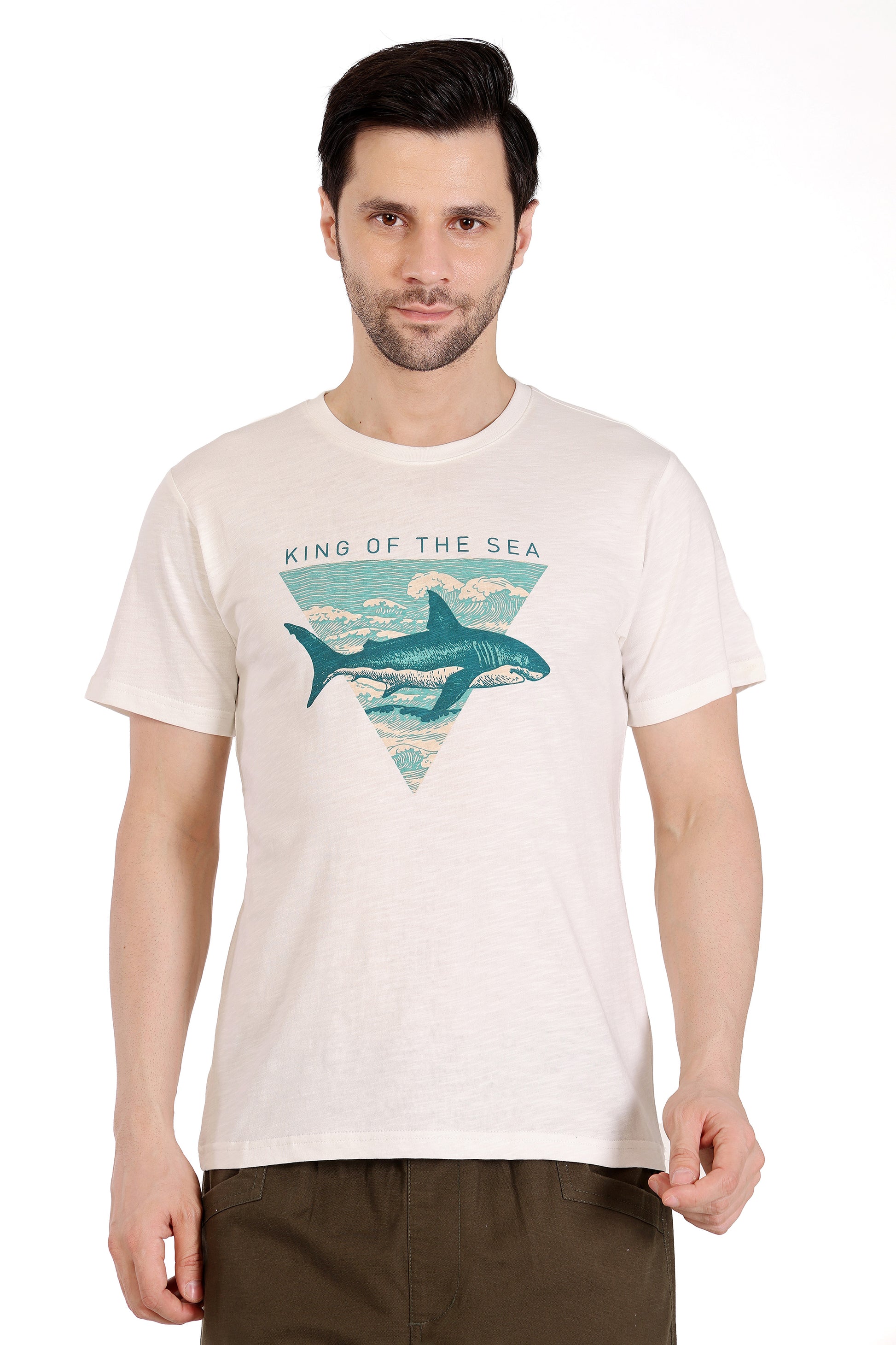 Mens Cotton Slub Graphic Tshirt - White