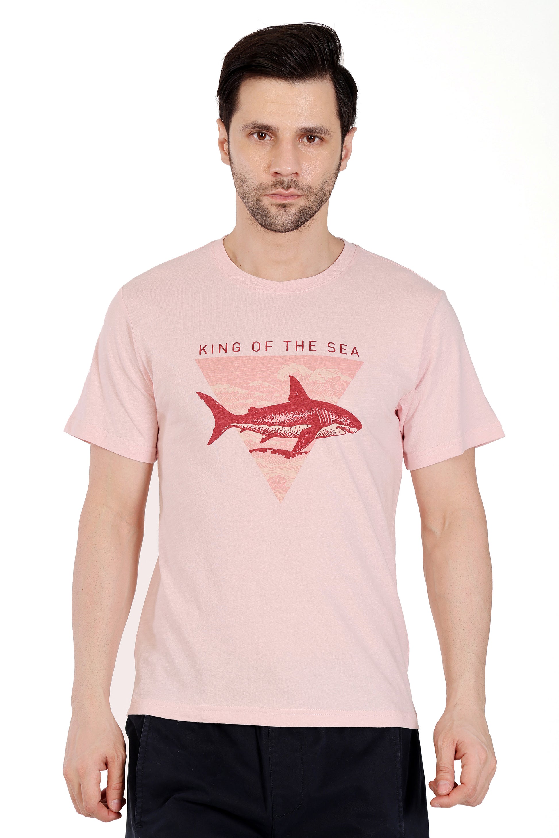 Mens Cotton Slub Graphic Tshirt - Lt. Pink