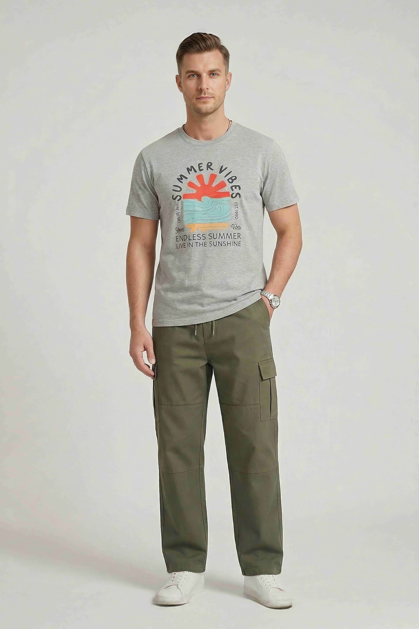 Mens Casual Fit Cotton Lycra Graphic Tshirt