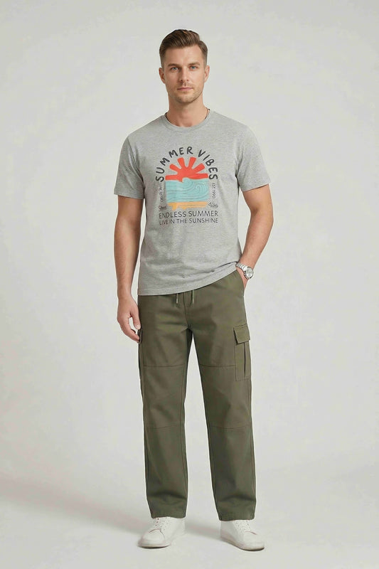 Mens Casual Fit Cotton Lycra Graphic Tshirt