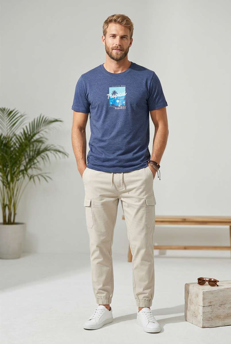 Men's True Melange Graphic Tshirts - Shadow Navy Melange