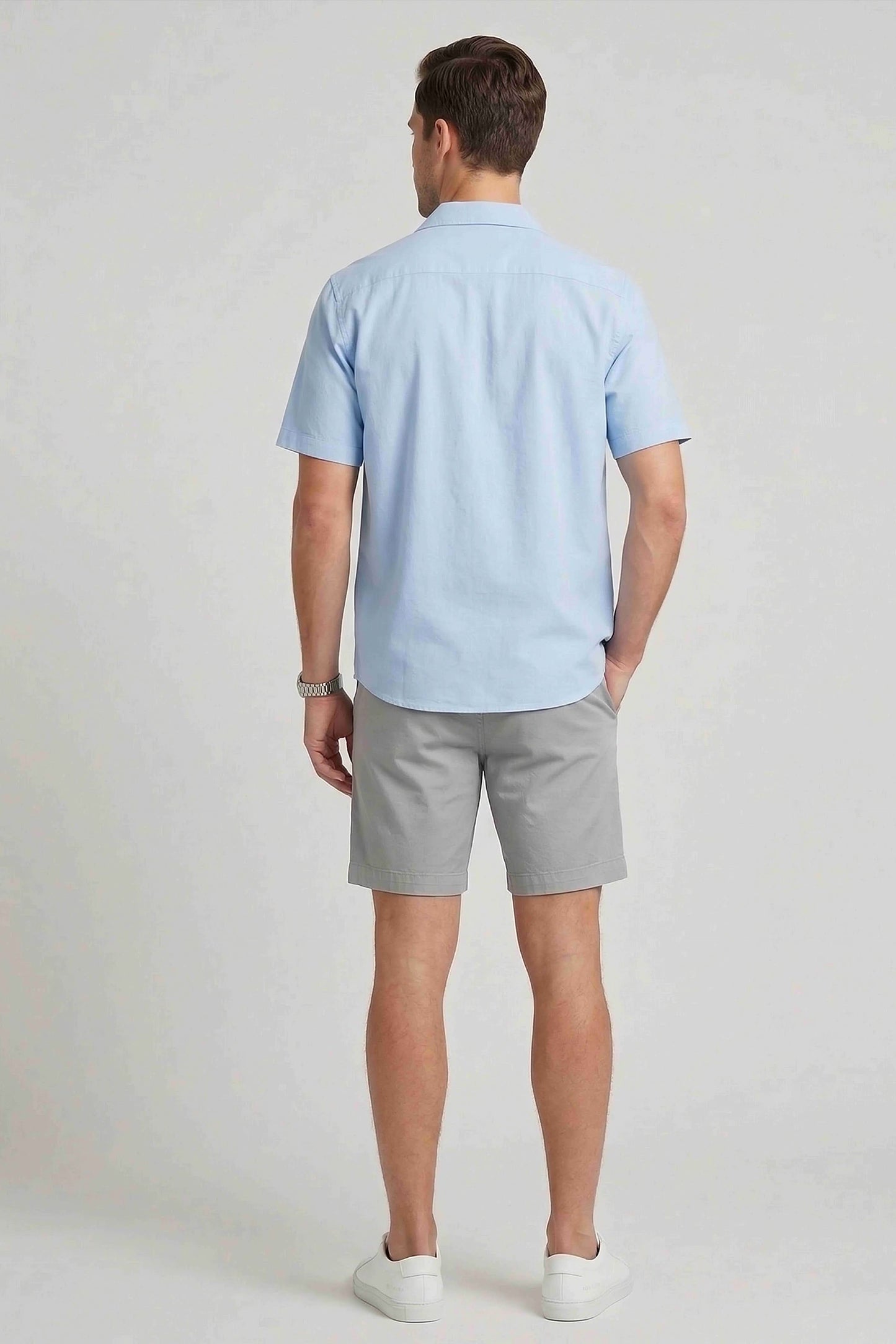 Men'S Pure Cotton Herringbone Resort Collar Shirt