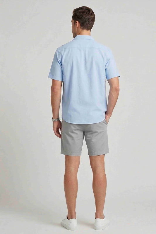Men'S Pure Cotton Herringbone Resort Collar Shirt