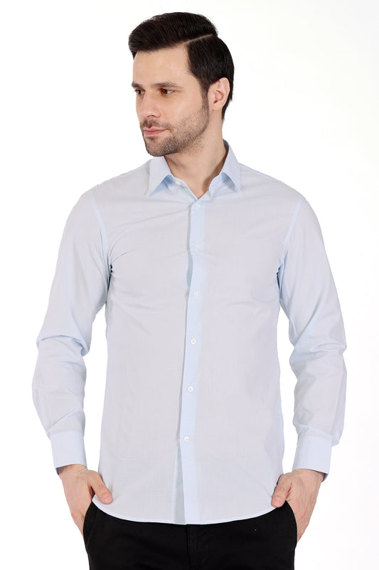 Mens Tencel checks Shirt - White Sky Blue