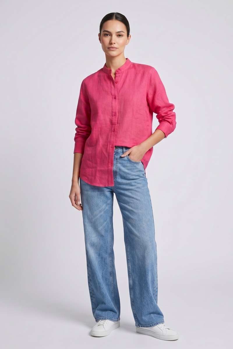 Coral Linen Regular Shirt - Coral