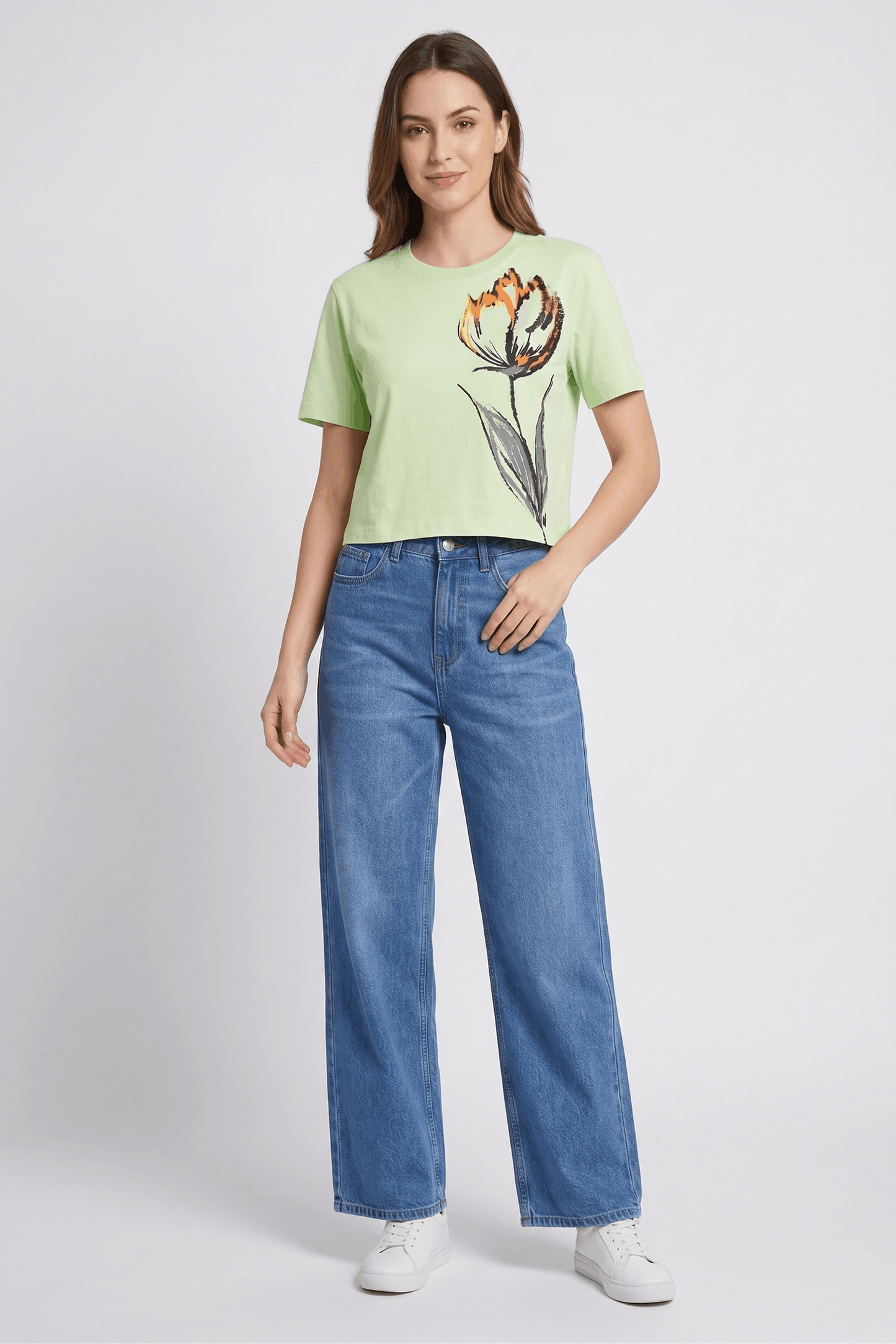 Women Placement Print T-Shirts - Green