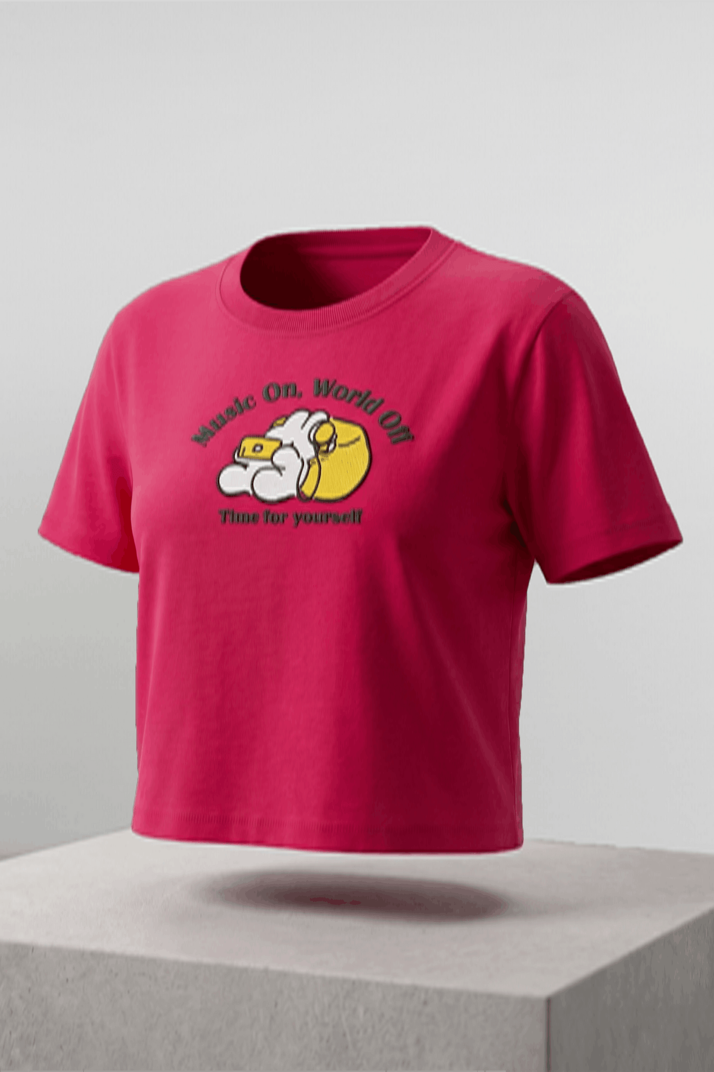 Women  Printed T-Shirts Regiular Fit - Fuchsia