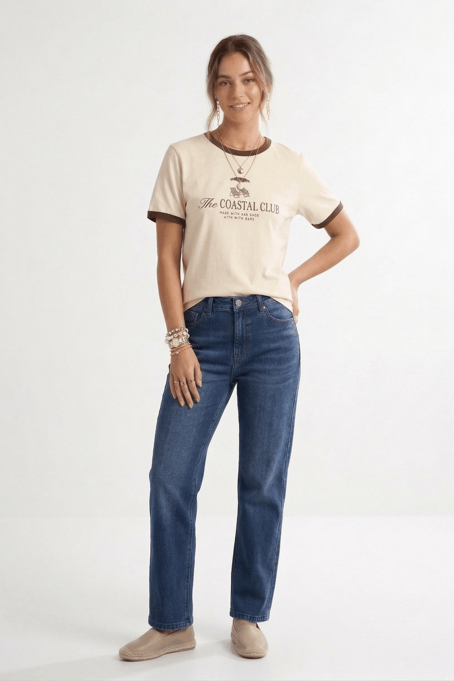 Women Regular Fit Printed T-Shirts - Beige & Brown