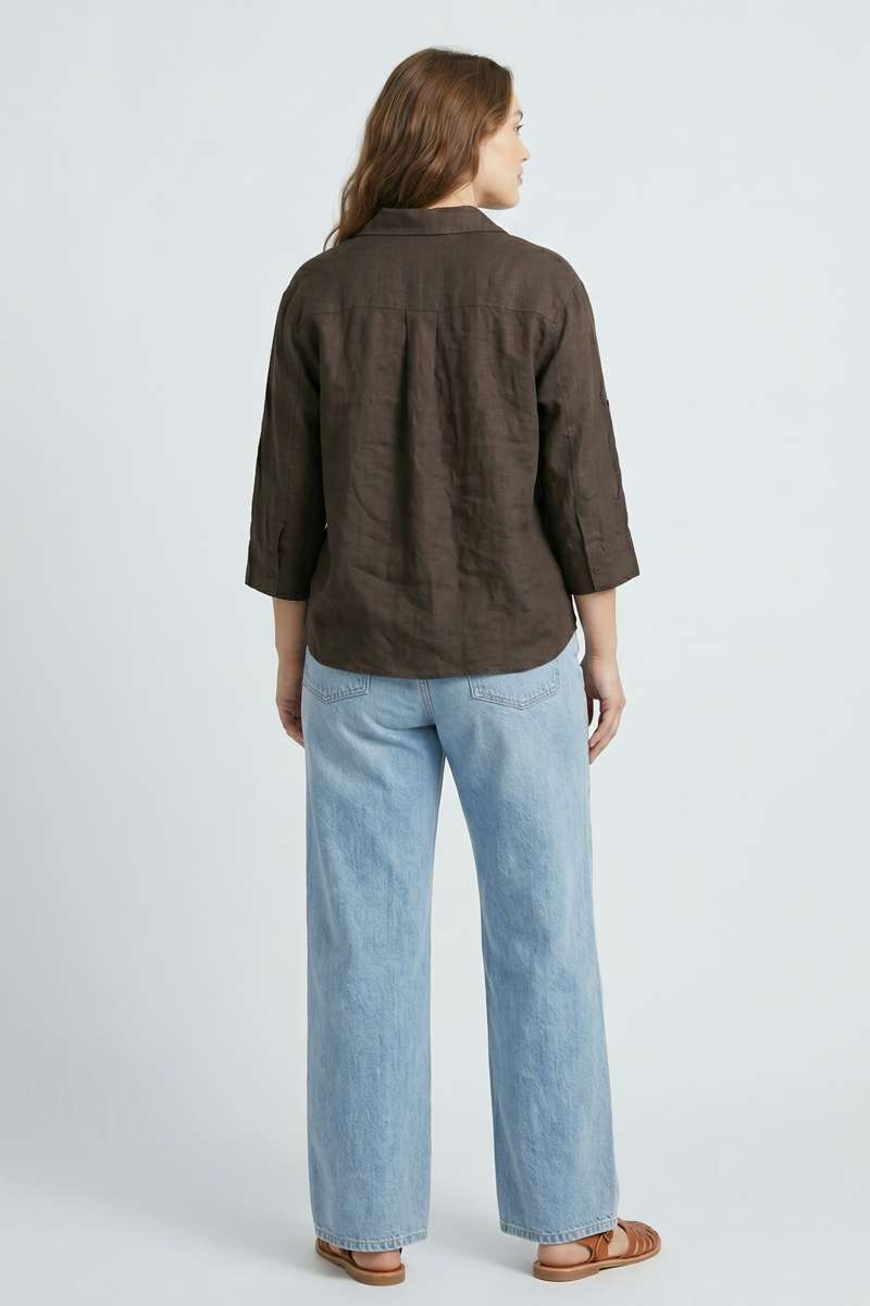 Brown Linen Collar Top - extra image 2