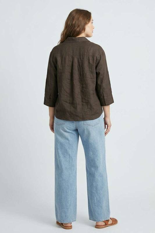 Brown Linen Collar Top - extra image 2