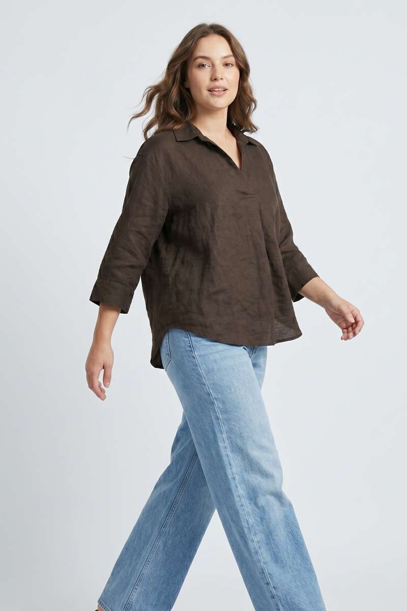 Brown Linen Collar Top - extra image 3