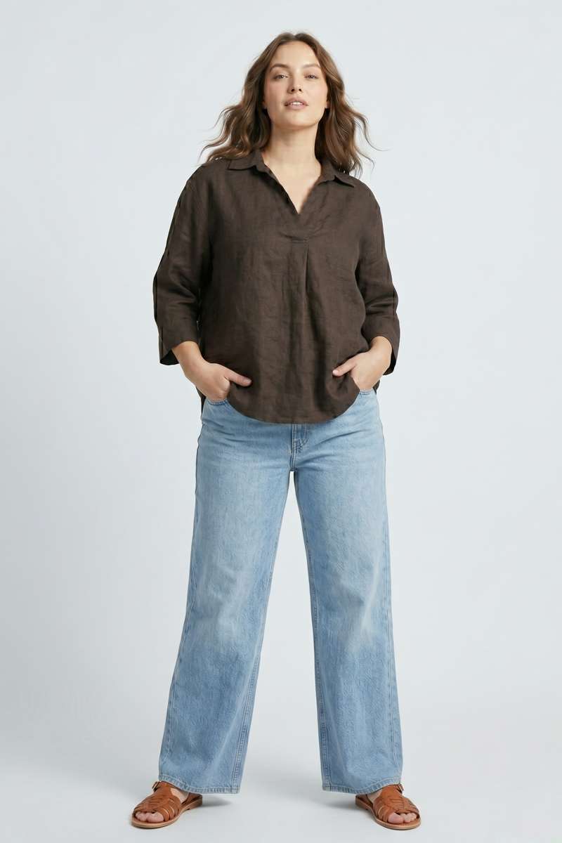 Brown Linen Collar Top - extra image 5