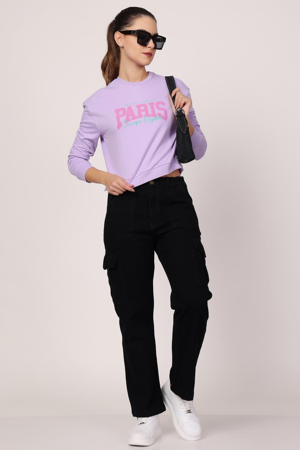 Womens Casual Wear Sweatshirt - Lilac