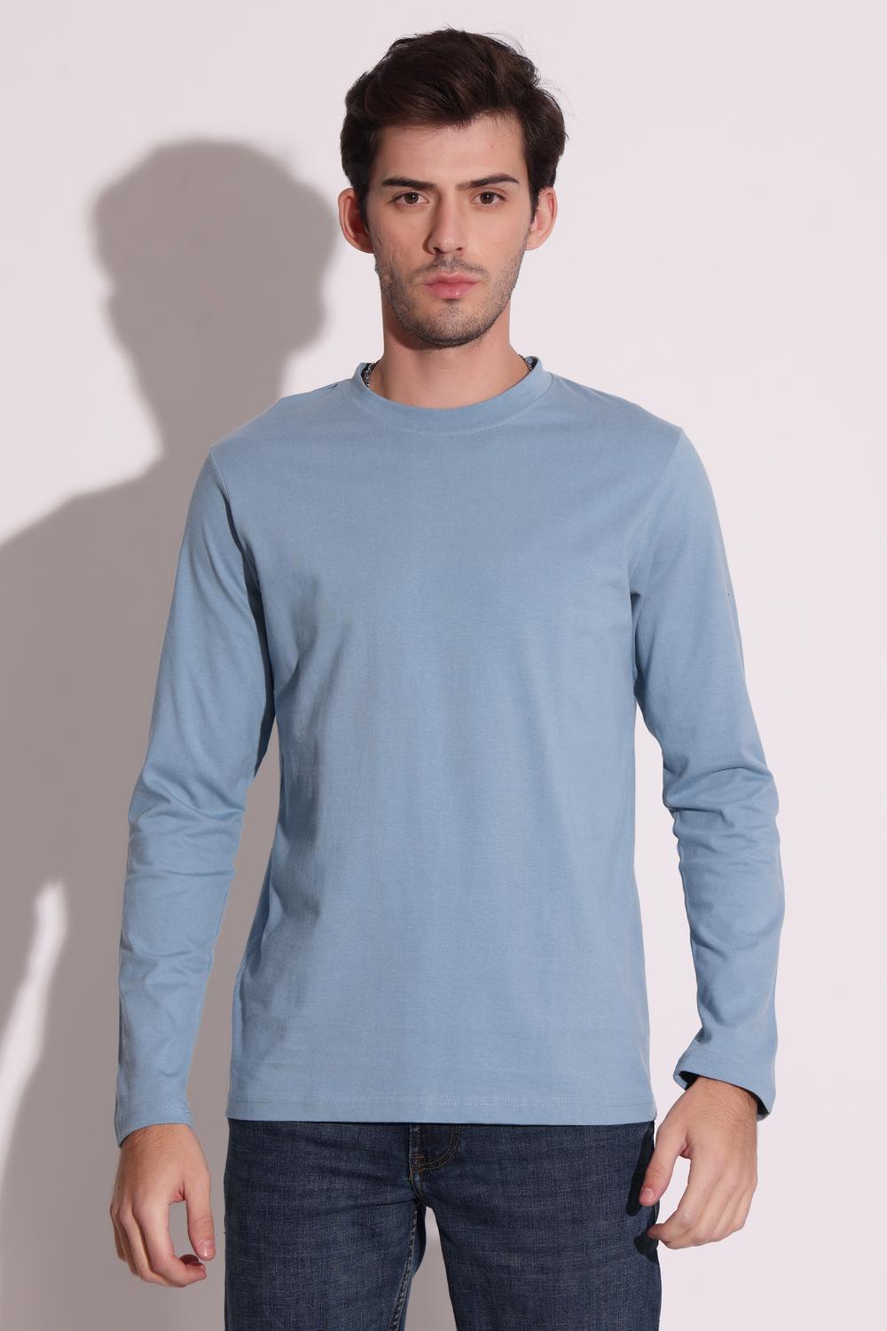 Mens Full Sleeves Tshirt - Stone Blue