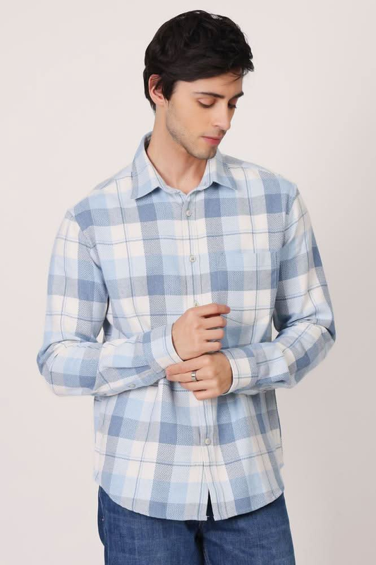 Mens Casual Wear Blue Shirt