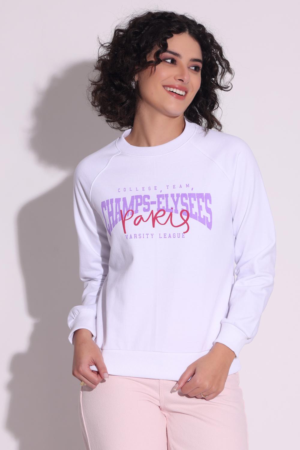 Womens Casual Wear Sweatshirt - White