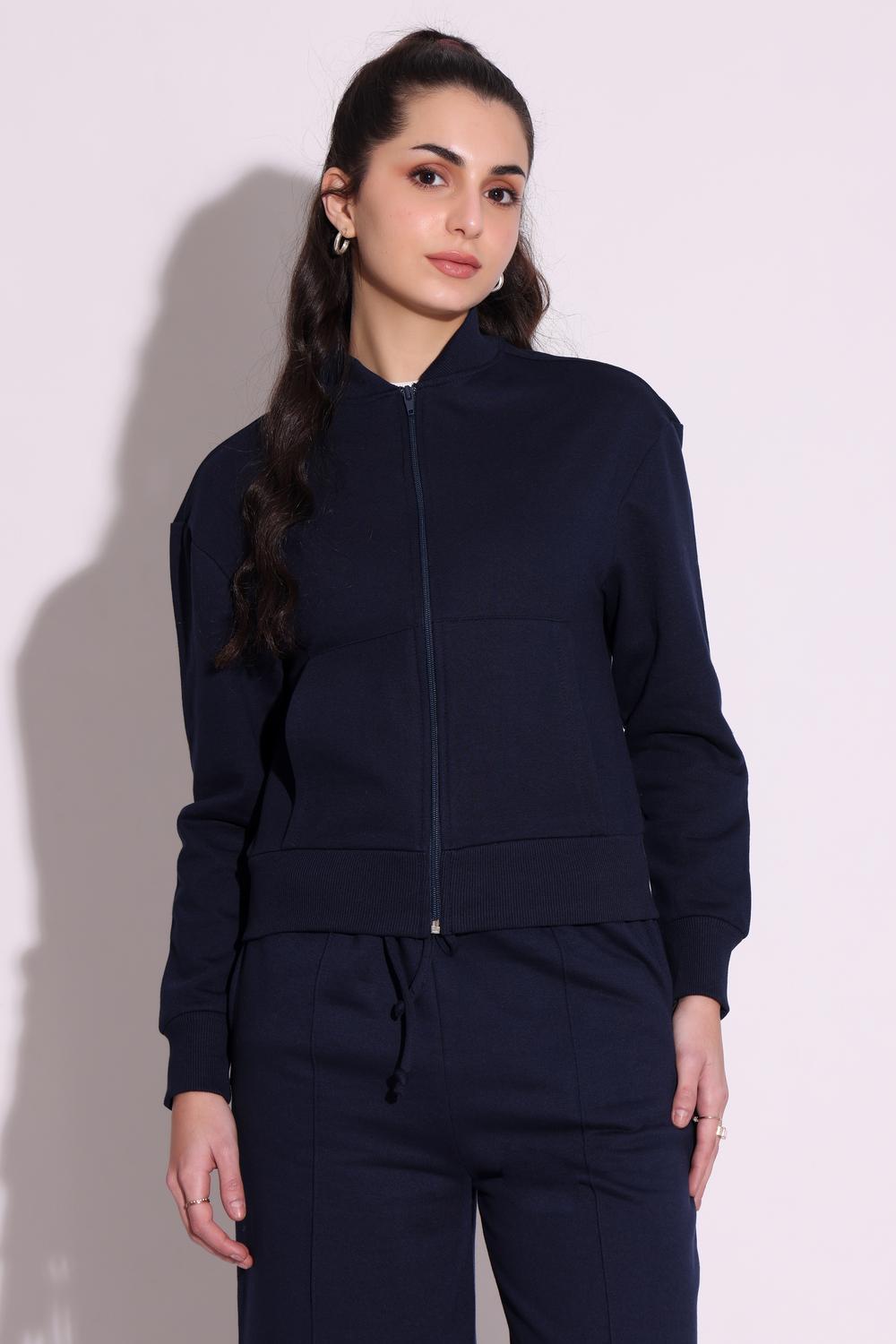 Women Bomber Jacket - Navy