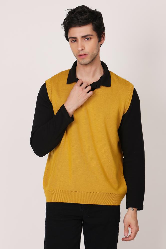 Mens Sleeveless Sweaters - Mustard