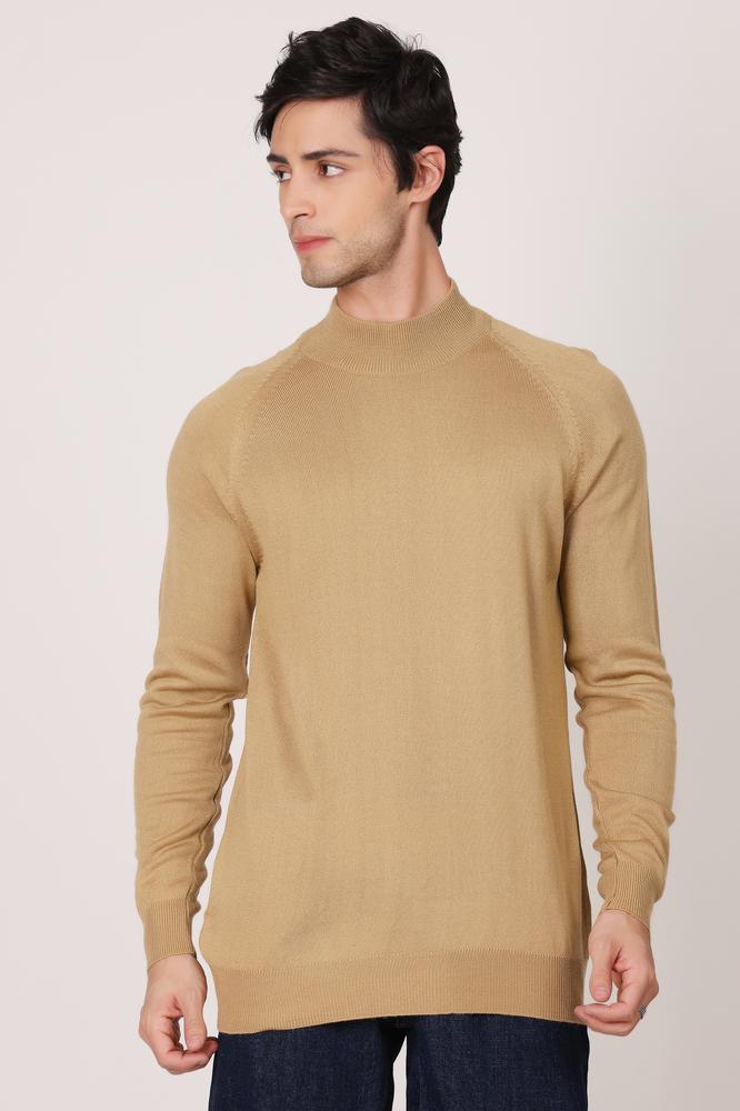 Mens T-Neck Sweaters - Beige